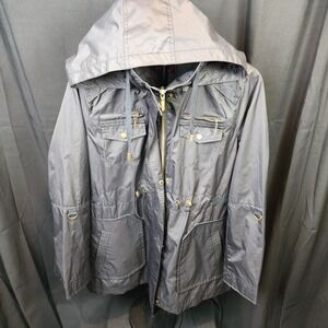 Yoki Rain Jacket Black Outerwear Adjustable Spring With Removable Hood Sz L‎